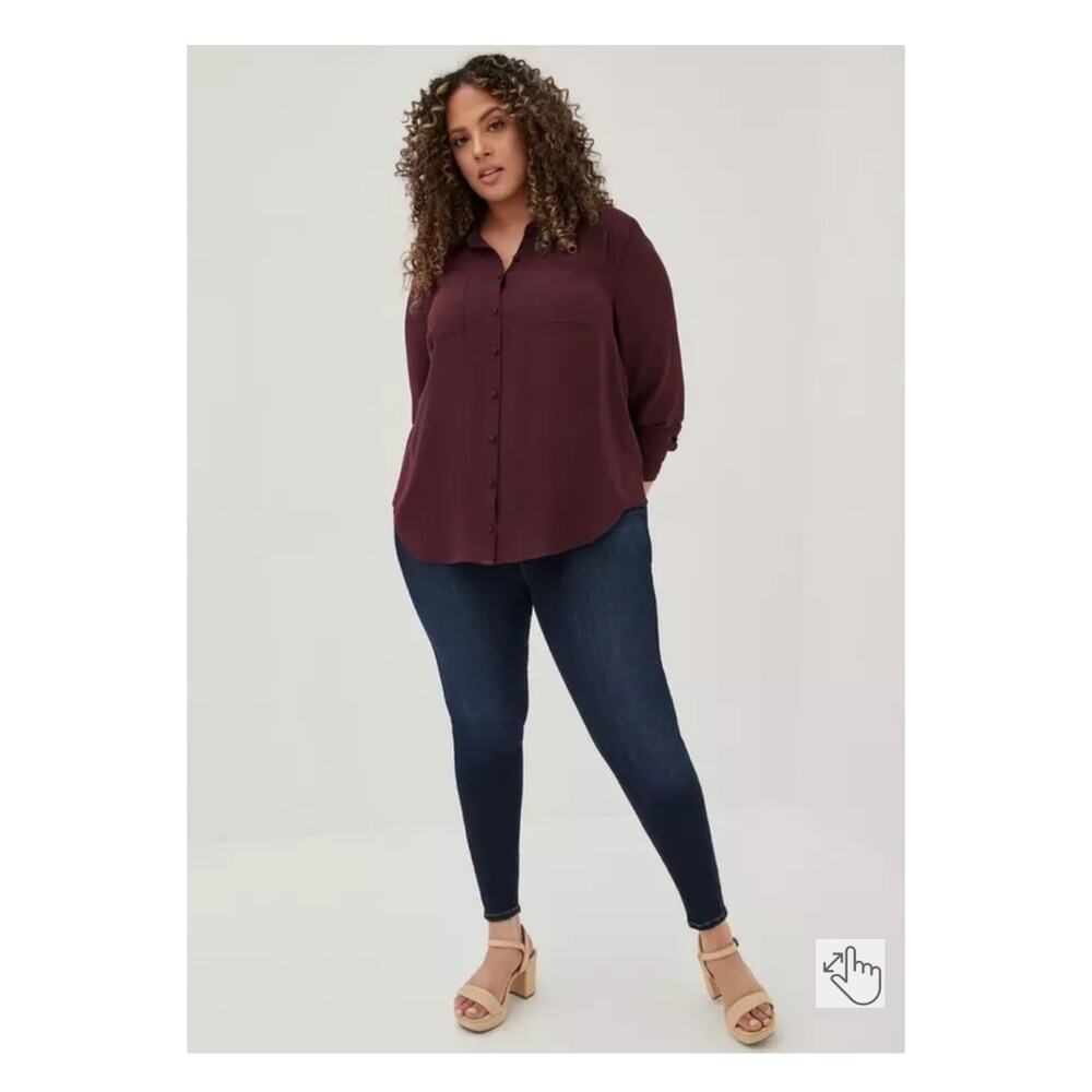 Torrid Burgundy Georgette Button Front Blouse Sz.1